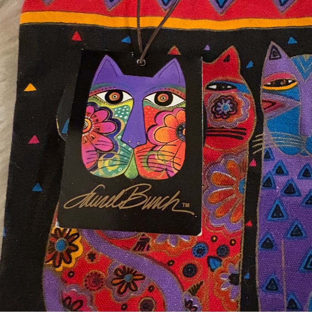 Laurel Burch Vintage Colorful Cats Small Handbag NEW - Picture 3 of 5